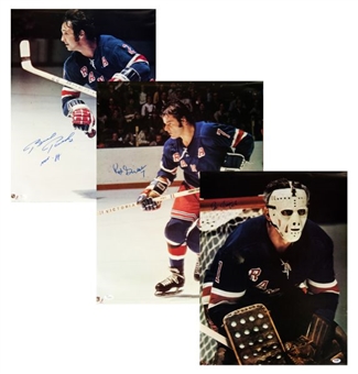 Lot of (3) 1973-74 Portnick 20x24 Vintage Hockey Posters Signed by Gilbert, Park and Giacomin
